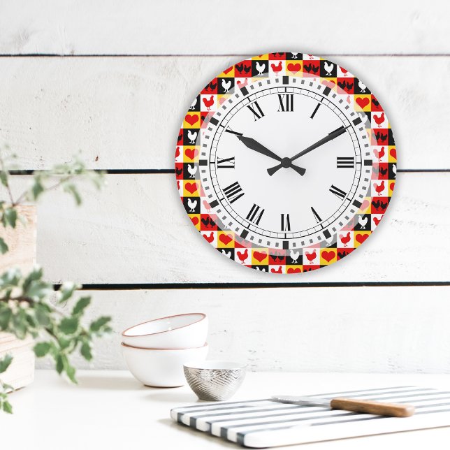 Hühner und Herz Landküche Große Wanduhr (Von Creator hochgeladen)