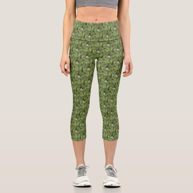 Hühner und Hühner-Sukkulente Naturmuster Capri Leggings (Vorderseite)