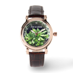Hühner und Hühner, Sukkulturen in Eimern Persona Armbanduhr