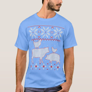 Hühner und Kuh hässlicher Weihnachtskraut, Viehzuc T-Shirt