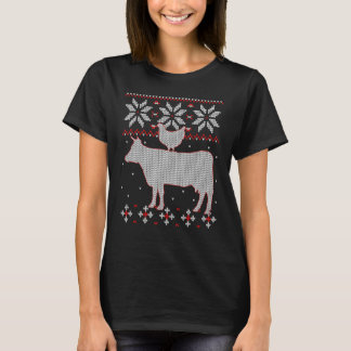 Hühner und Kuh Ugge Weihnachtsvieh Bauer Schweinef T-Shirt