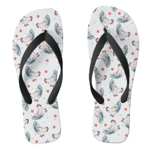 Hühner und Polka-Punkte drehen Reinfälle um Flip Flops