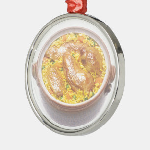 Hühner und Reis Ornament Aus Metall