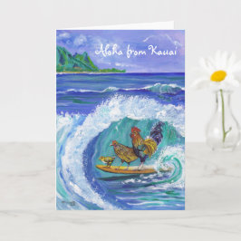 Hühner und Rooster surfen Kauai Beach Card Karte