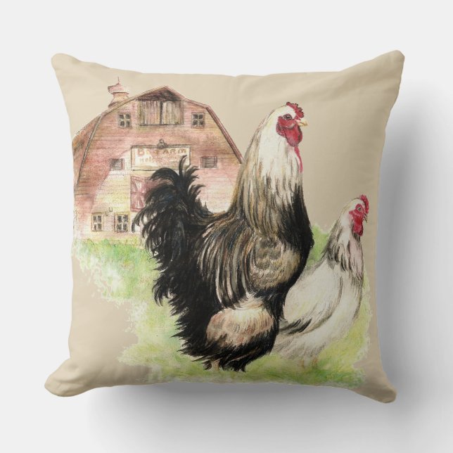 Hühner- und Roosterzuchtvögel Kissen (Vorderseite)