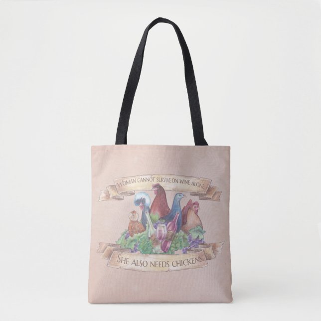Hühner und Wein Tasche (Vorderseite)