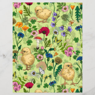 Hühner und Wildblumen auf Honigtau