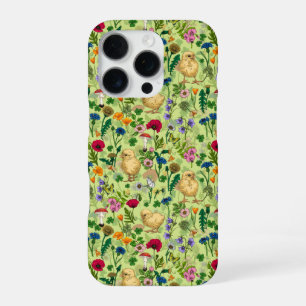Hühner und Wildblumen auf Honigtau grün iPhone 16 Pro Hülle
