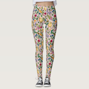 Hühner und Wildblumen auf Zuckerwatte pink Leggings