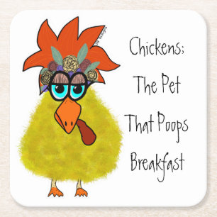 Hühner-Untersetzer Rechteckiger Pappuntersetzer