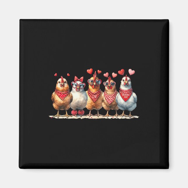 Hühner Valentinstag Liebe Valentine Niedliches Her Magnet (Vorne)