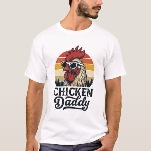 Hühner-Vater-Hahn Vintage-Sonnenuntergang-Vektor-D T-Shirt