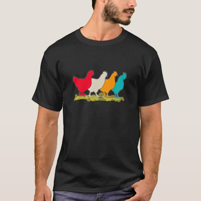 Hühner verschiedener Farben T-Shirt (Vorderseite)