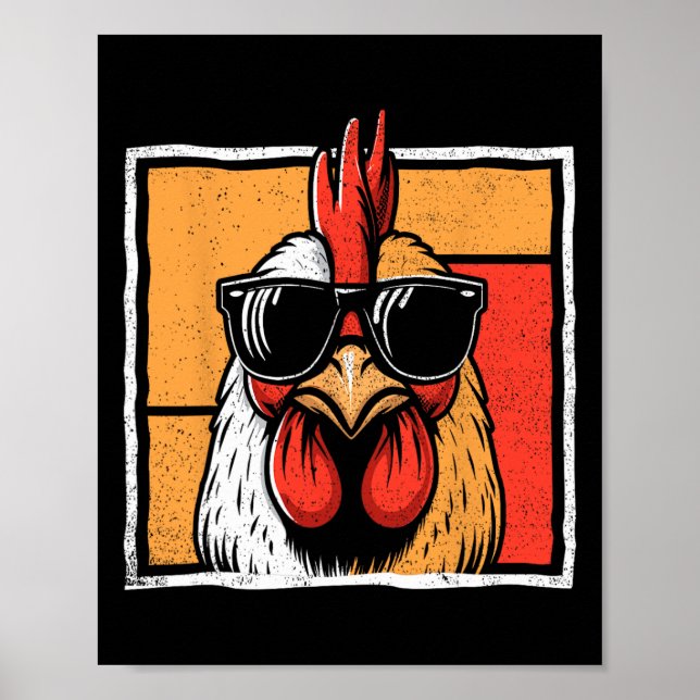 Hühner Vintag Funny Rooster Bauer Hühner Fass Poster (Vorne)