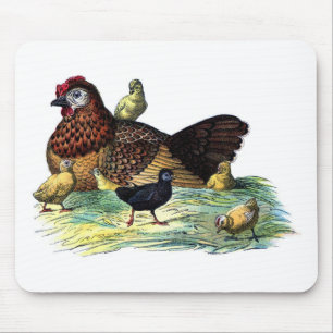 Hühner Vintage Tier Mousepad