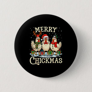Hühner-Weihnachten-Santa-Hut Fröhliche Chickmas Xm Button