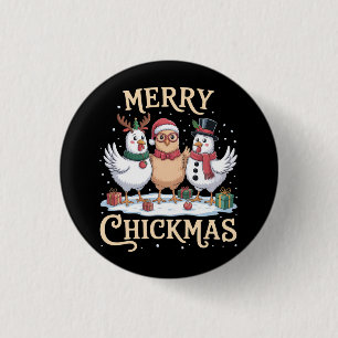 Hühner-Weihnachts-Santa-Hut Frohe Chickmas-Farm Button