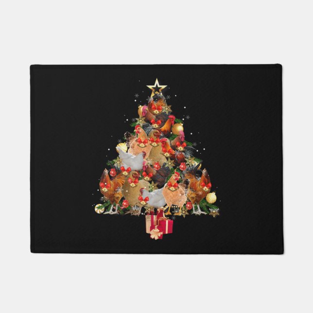Hühner Weihnachtsbaum froh klucken Matching Fa Fußmatte (Vorderseite)