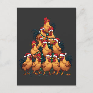 Hühner Weihnachtsbaum Frohe Weihnachten Lustiges X Einladungspostkarte