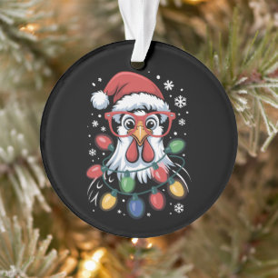 Hühner-Weihnachtsbaum-Lichter Bauernhof-Tier Santa Ornament