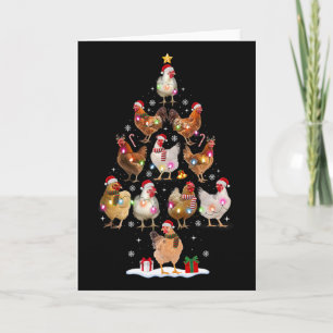 Hühner-Weihnachtsbaum-Lichter-Santa-Hut-Lustiges X Karte