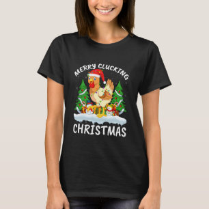 Hühner-Weihnachtsbaum-Schmuck Fröhlich Gackerndes T-Shirt