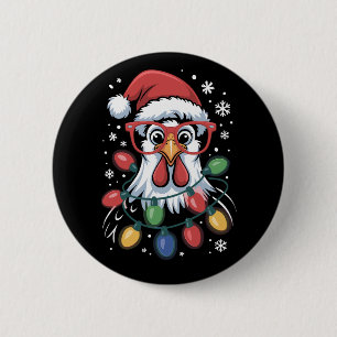 Hühner-Weihnachtsbaumlichter Bauernhof-Tier Weihna Button