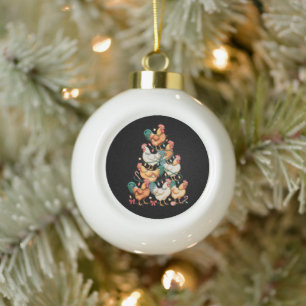 Hühner-Weihnachtsbaumlichter Weihnachten Feriensai Keramik Kugel-Ornament