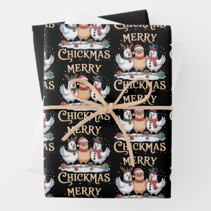 Hühner-Weihnachtsmann-Hut Fröhliche Hühnerweihnach Geschenkpapier Set