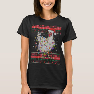Hühner Weihnachtsmannmütze Lights Uganda Weihnacht T-Shirt