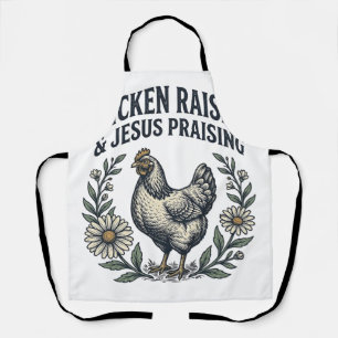 Hühneraufzucht und Jesus preisende Vintage-Henne Schürze