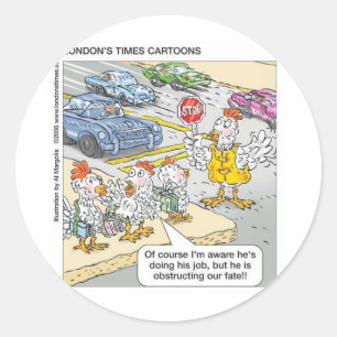 Hühnerbarriers Funny Cartoon Geschenke & T-Shirts Runder Aufkleber