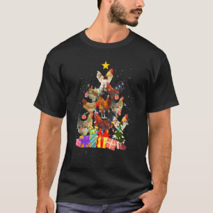 Hühnerbaumlichter Weihnachtspyjamas Xmas-Schmuck T-Shirt