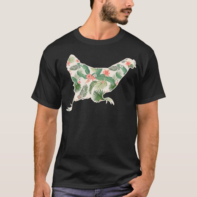 Hühnerblume Mädchen Print Floral Hen Hawaiian T-Shirt (Vorderseite)