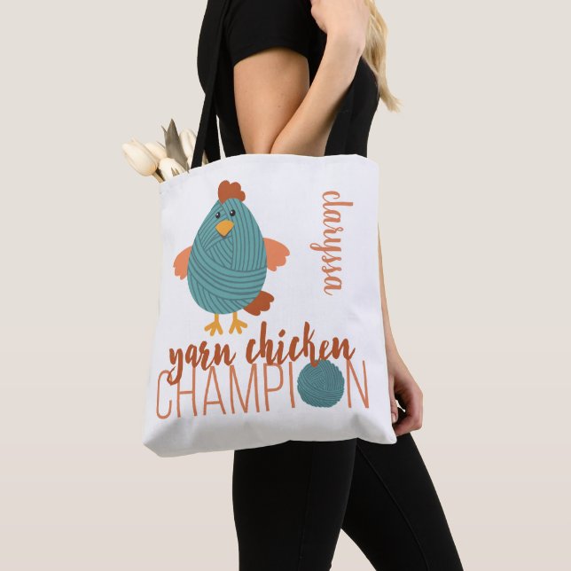 Hühnerchampion aus aquamarin- und Rostgarn Tasche (Von Nahem)