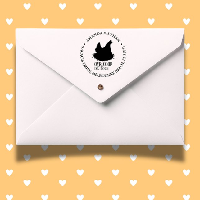 Hühnercoop-Bauer Permastempel (Personalize your farm stationery with this Chicken Coop Farmer Theme Self-inking Stamp)
