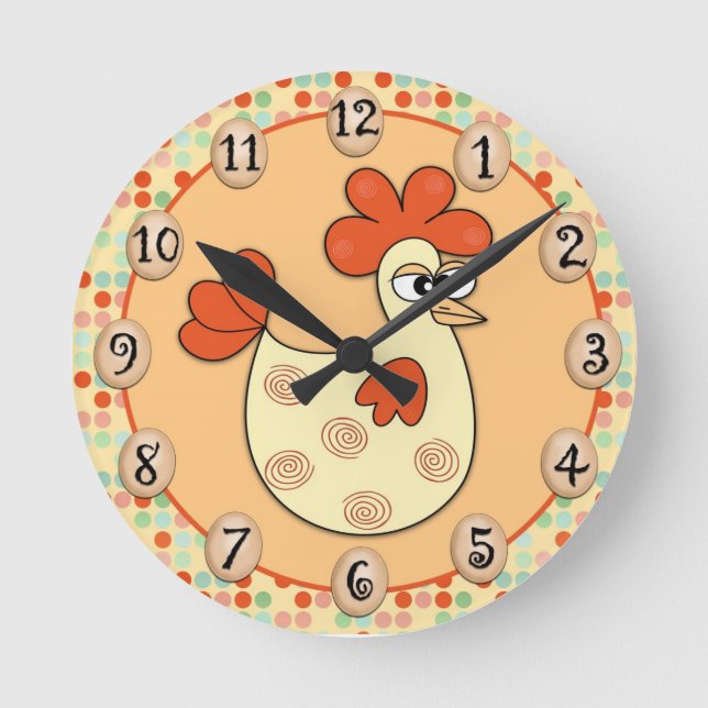 Hühnereier Polka Dots Runde Wanduhr (Vorderseite)