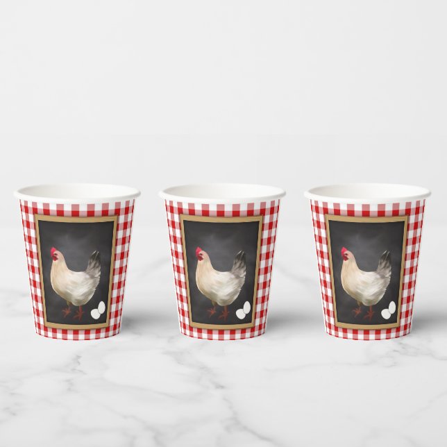 Hühnereier Rot und Weiß Land Gingham Pappbecher (Multi)