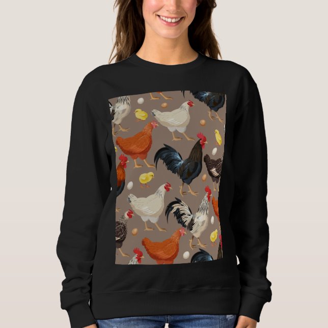 Hühnerfarbmuster Aktives Muster Sweatshirt (Vorderseite)