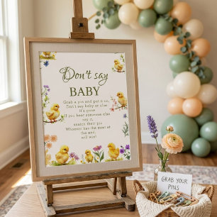 Hühnerfarm Nicht Baby sagen Baby Shower Spiel Schi Poster