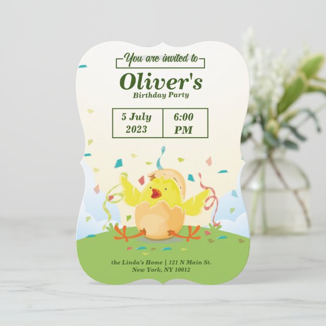 Hühnerfarm Party Geburtstag Einladung (Stehend Vorderseite)