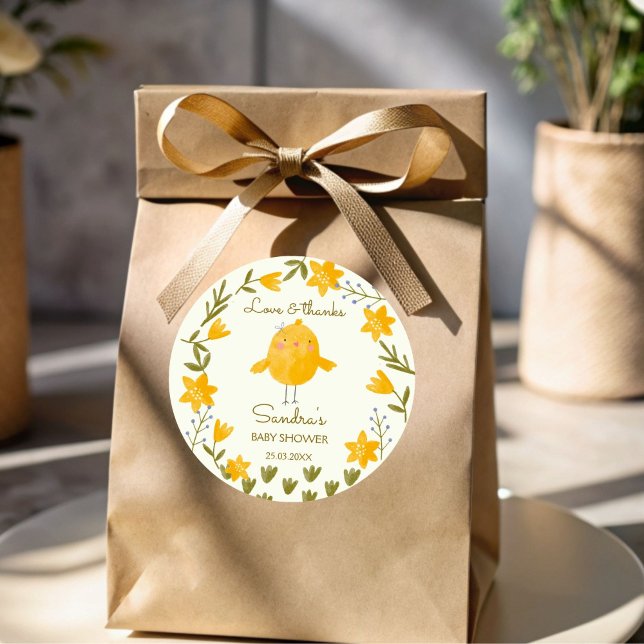 Hühnerfarm-Tiere mit Babydusche bevorzugen Runder Aufkleber (Chicken farm animals whimsical spring baby shower personalized favor stickers )