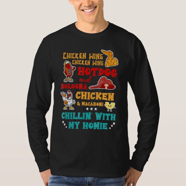 Hühnerflügel Hot Dog und Bologna Chicken & Macaron T-Shirt (Vorderseite)
