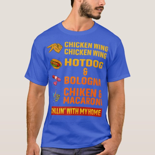 Hühnerflügel, Hot Dog und Bologna T-Shirt (Vorderseite)