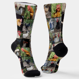 Hühnerfoto-Collage, Crew Socken
