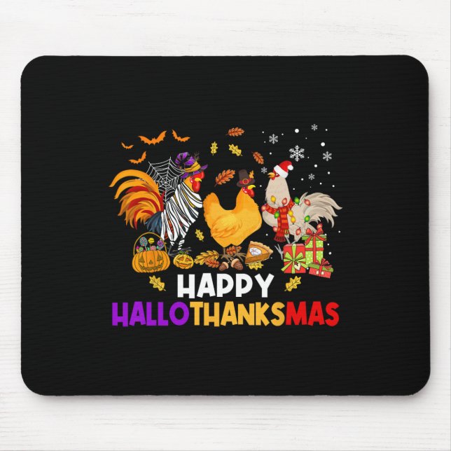 HühnerHalloween glückliches Hallothanksmas Herbstf Mousepad (Vorne)