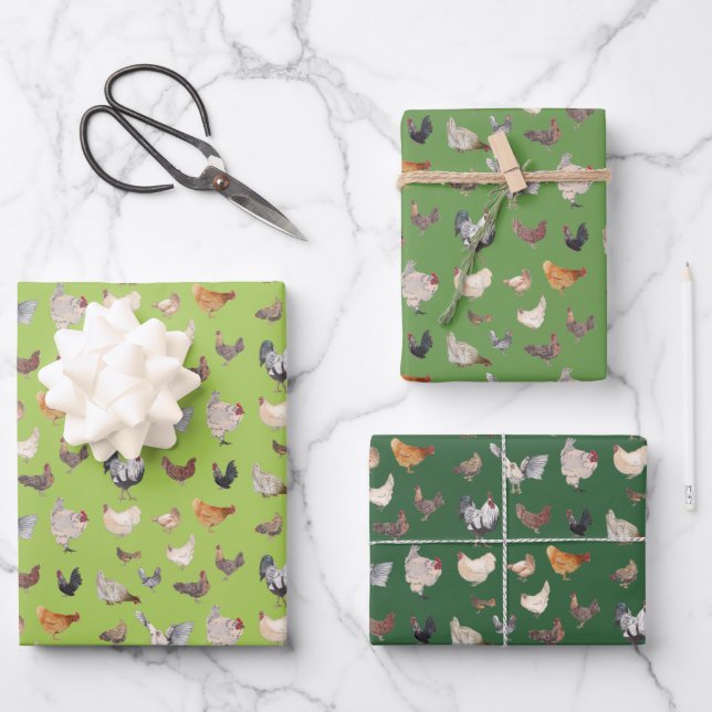 Hühnerhappenpapier Geschenkpapier Set (Vorderseite)