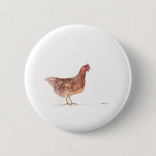 Hühnerhenne Aquarellfarm Oma Geschenk Scheunen Vog Button
