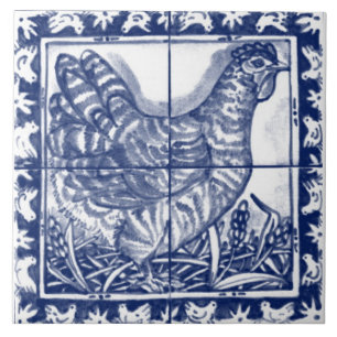 Hühnerhenne Rustikal Blau Weiß Delft Dedham Vintag Fliese