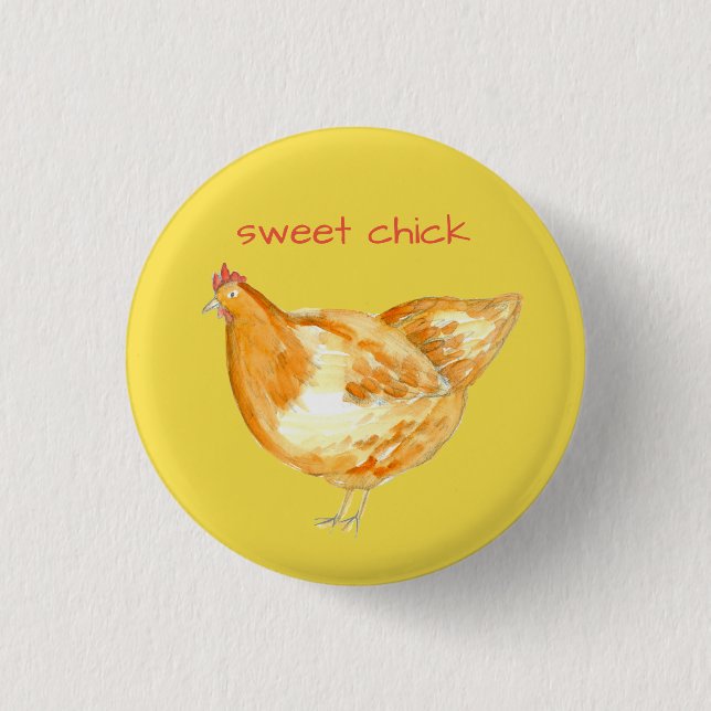 Hühnerhenne Yellow Sweet Chick Button (Vorderseite)